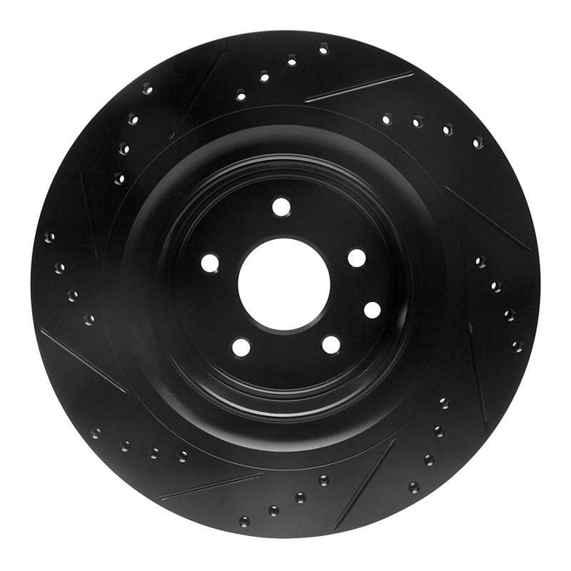 Infiniti Q60 Brake Rotor (1) - Rear Right - R1 Concepts - Drilled & Slotted - Black - `08-`25